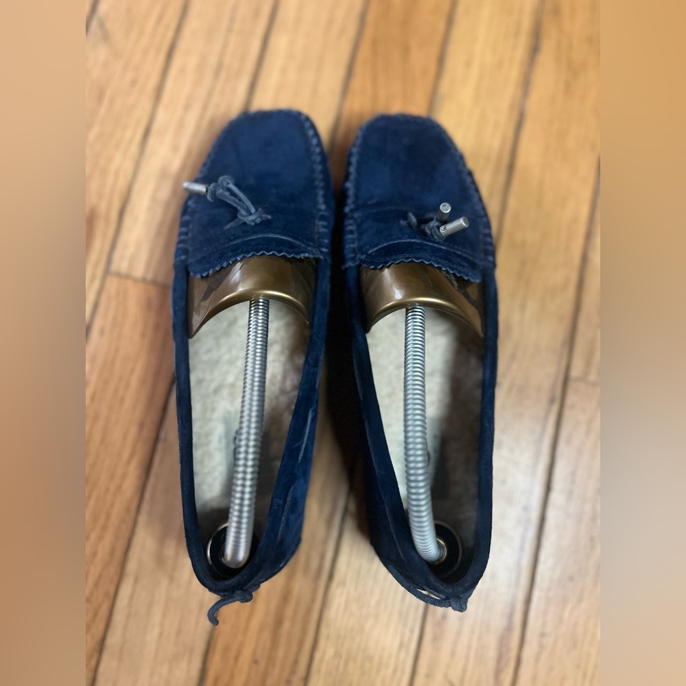 ugg loafer shoes Women’s Size 7.5 Blue Suede Fur Lined Comfy Casual - Picture 4 of 8